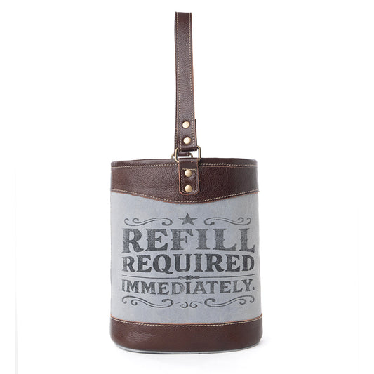 Myra Textura Cotton & Leather Wine Holder in Saddle Frost