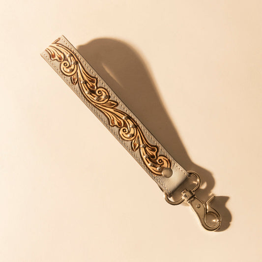 Myra Wildhue Western Key Fob in grey with handtooled detail