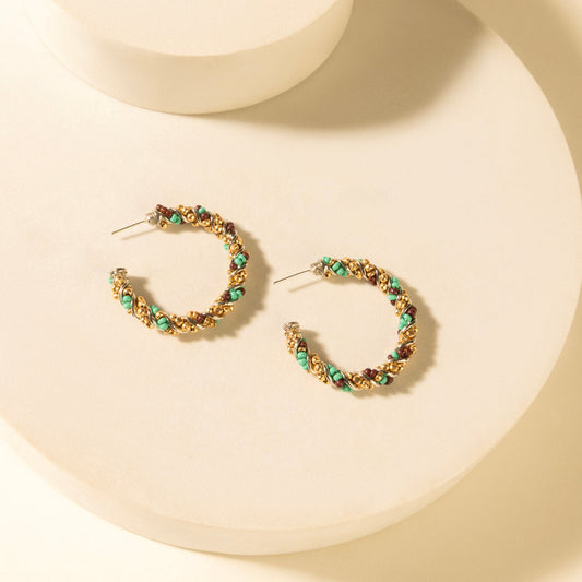 Myra Bronc Braid Hoop Earrings in Desert Turquoise
