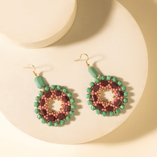 Myra Medallion Earrings in Turquoise Plum