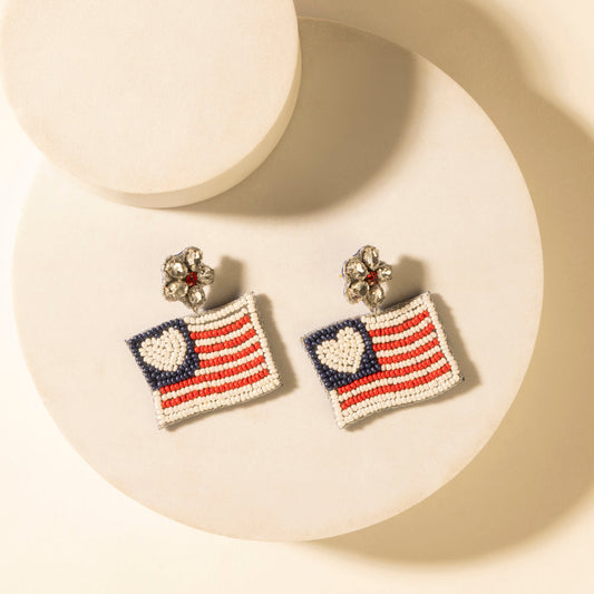 Myra Liberty Range Flag Earrings in Prairie White