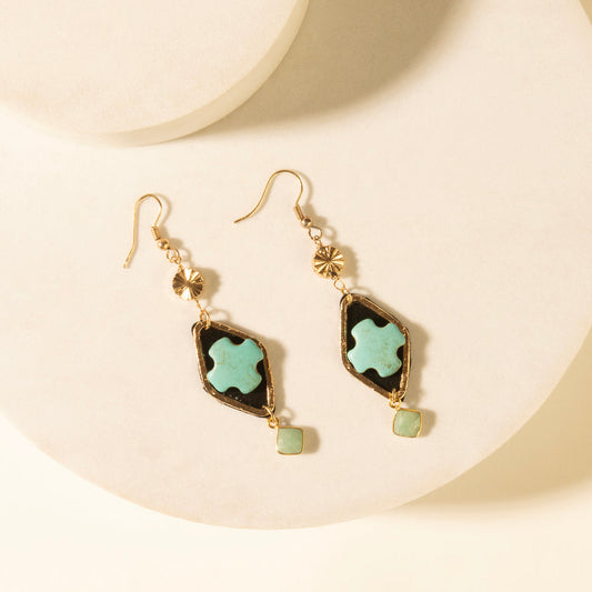 Myra Four Trails Clover Earrings in Desert Turquoise