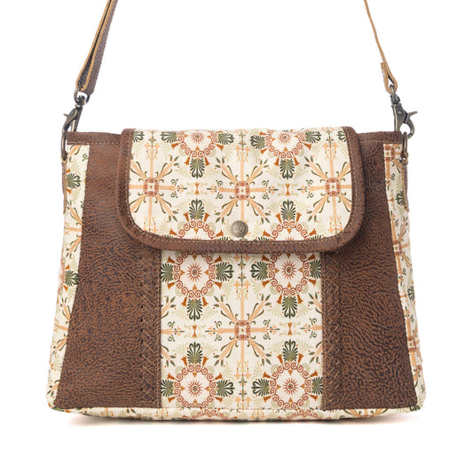 Myra Oakline Cotton & Leather Shoulder Bag in Oat Brown