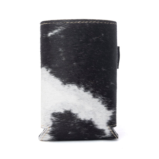 Myra Birch Valley Hairon Leather Beer Can Holder in Ivory Slate