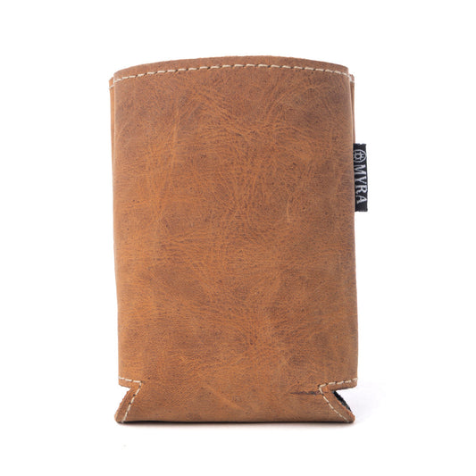 Myra Birch Valley Hairon Leather Beer Can Holder in Dusty Caramel