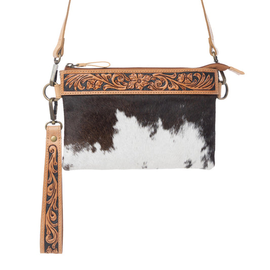 Myra Stone Barrow Hairon Leather Bag in Ochre Frost