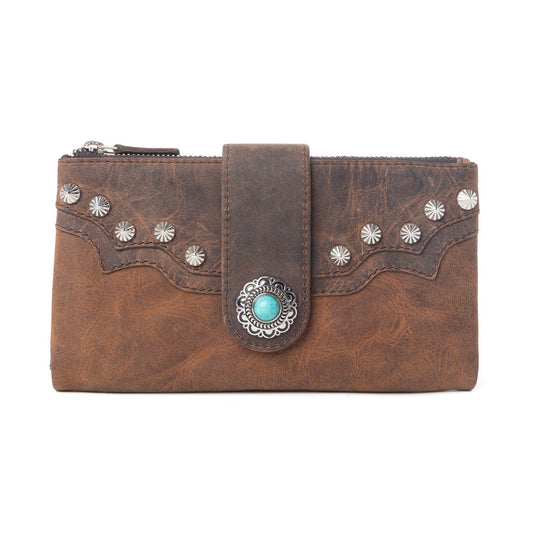 Myra Iron Hill Concho Leather Women’s Wallet in Ochre Veil