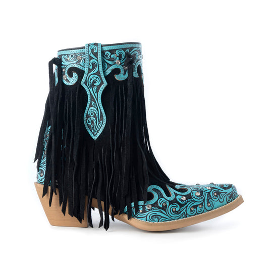 Myra Nashville Nights Boots for Women in Twilight, Handtooled Genuine Leather with Swarovski Stones
