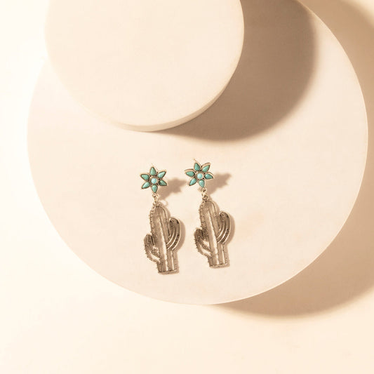 Myra Cactus Kiss Turquoise Drop Earrings for Women