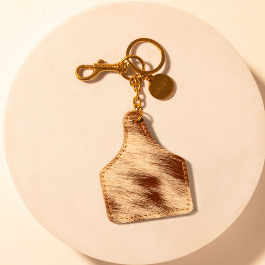 Myra Heifer Key Fob for Women in brown with hair-on detail for everyday western carry