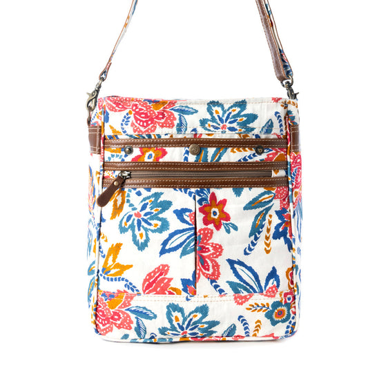 Myra Folkflora upcycled canvas concealed Carry Bag for Women in white