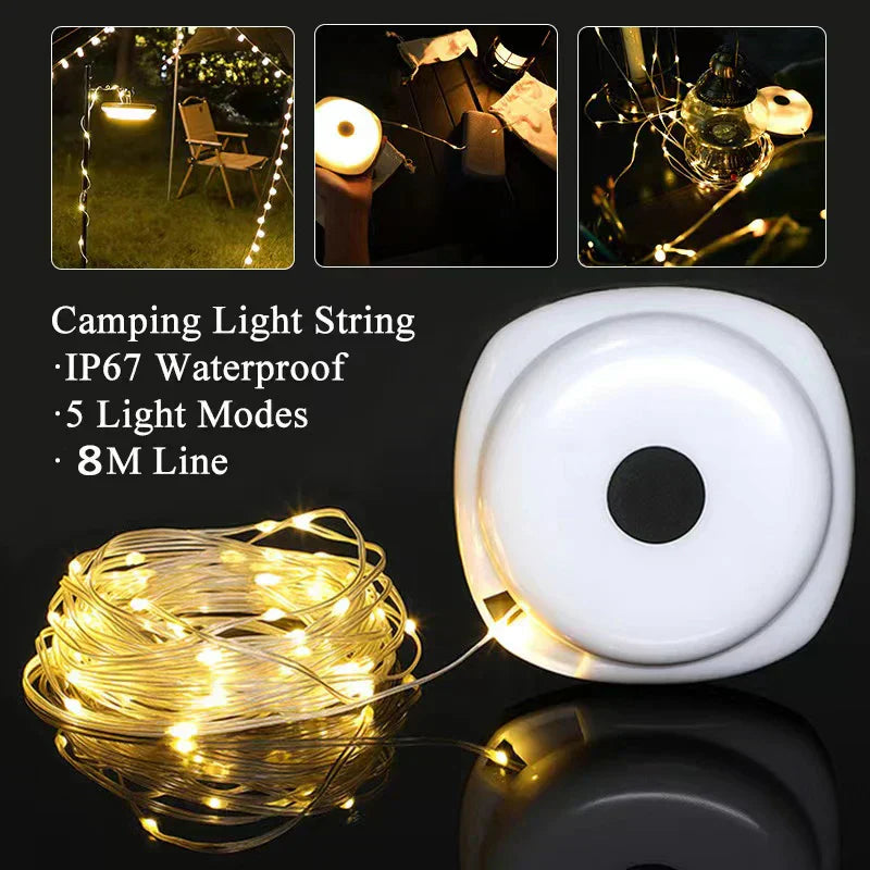 DecorBites™ LED Camping Light Strip 8M Length Waterproof Outdoor Garden Decor Lamp