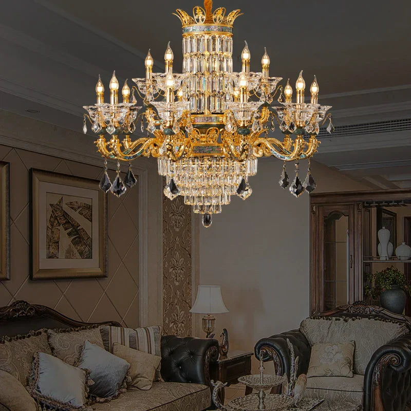 DecorBites™ Luxe Crystal Chandelier: Elegant Copper Living Room Dining Candle Light