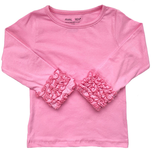AnnLoren Baby Big Girls Boutique Long Sleeve Dark Pink Ruffle Layering T-shirt