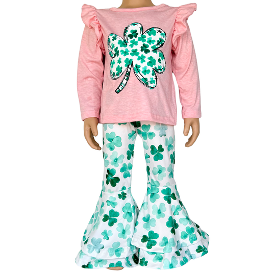 AL Limited St Patricks Day Clover Holiday Top Pants Outfit Set size 7