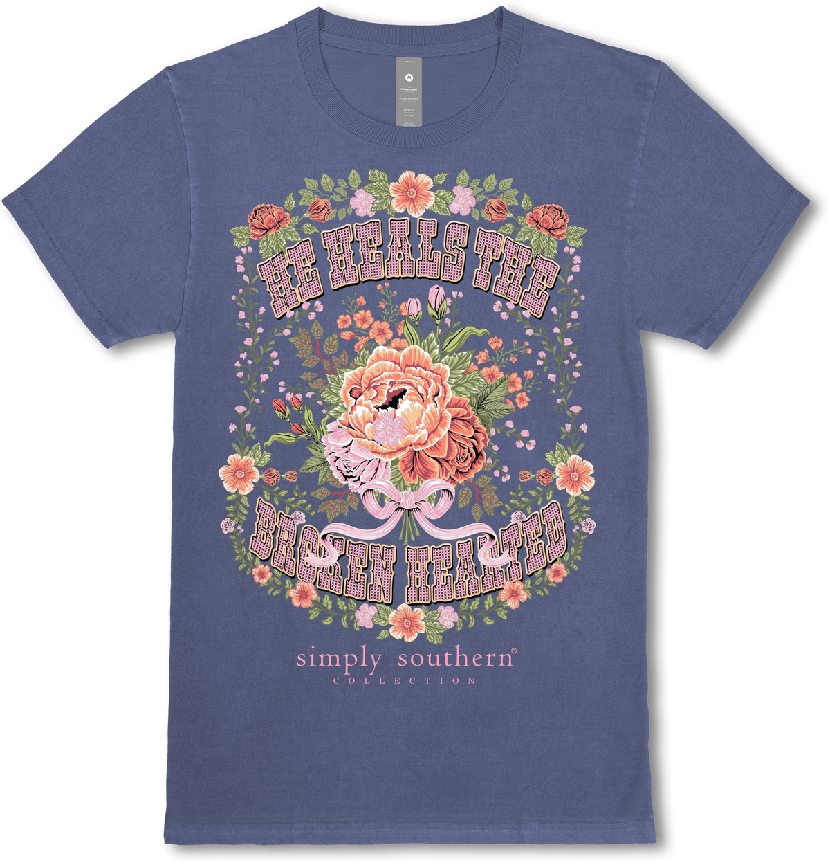 He Heals The Broken Hearted - Flowers - Bow - SS - F25 - Adult T-Shirt