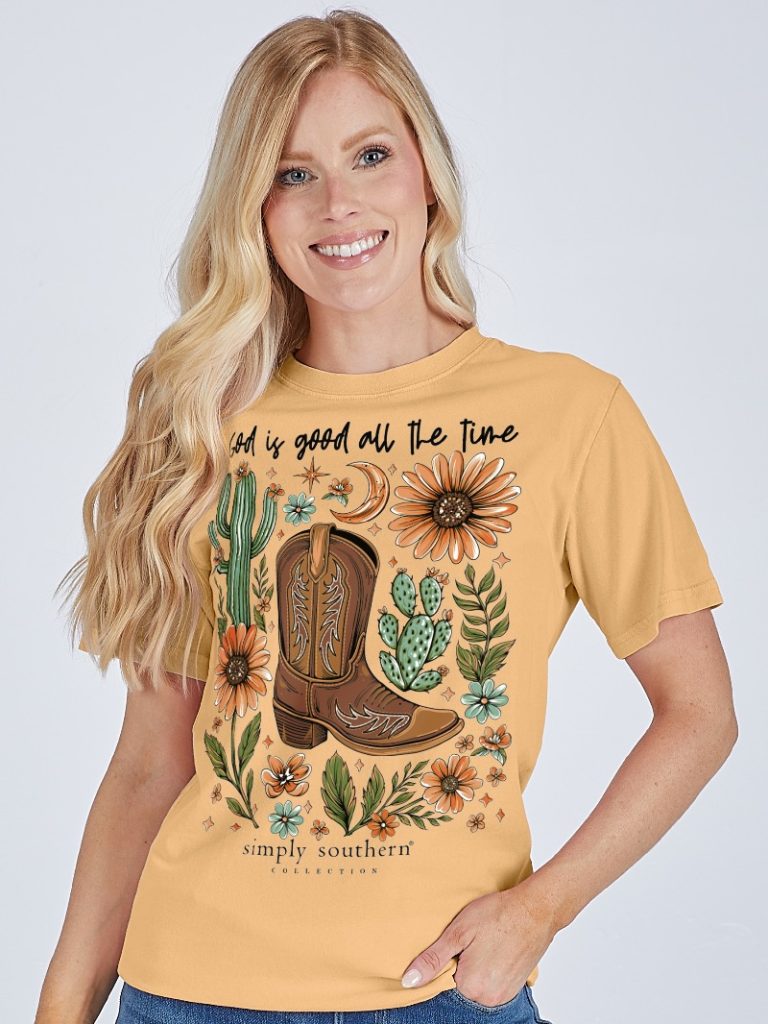 God is Good All The Time - Western - Sunflower - Cactus - SS - F25 - Adult T-Shirt