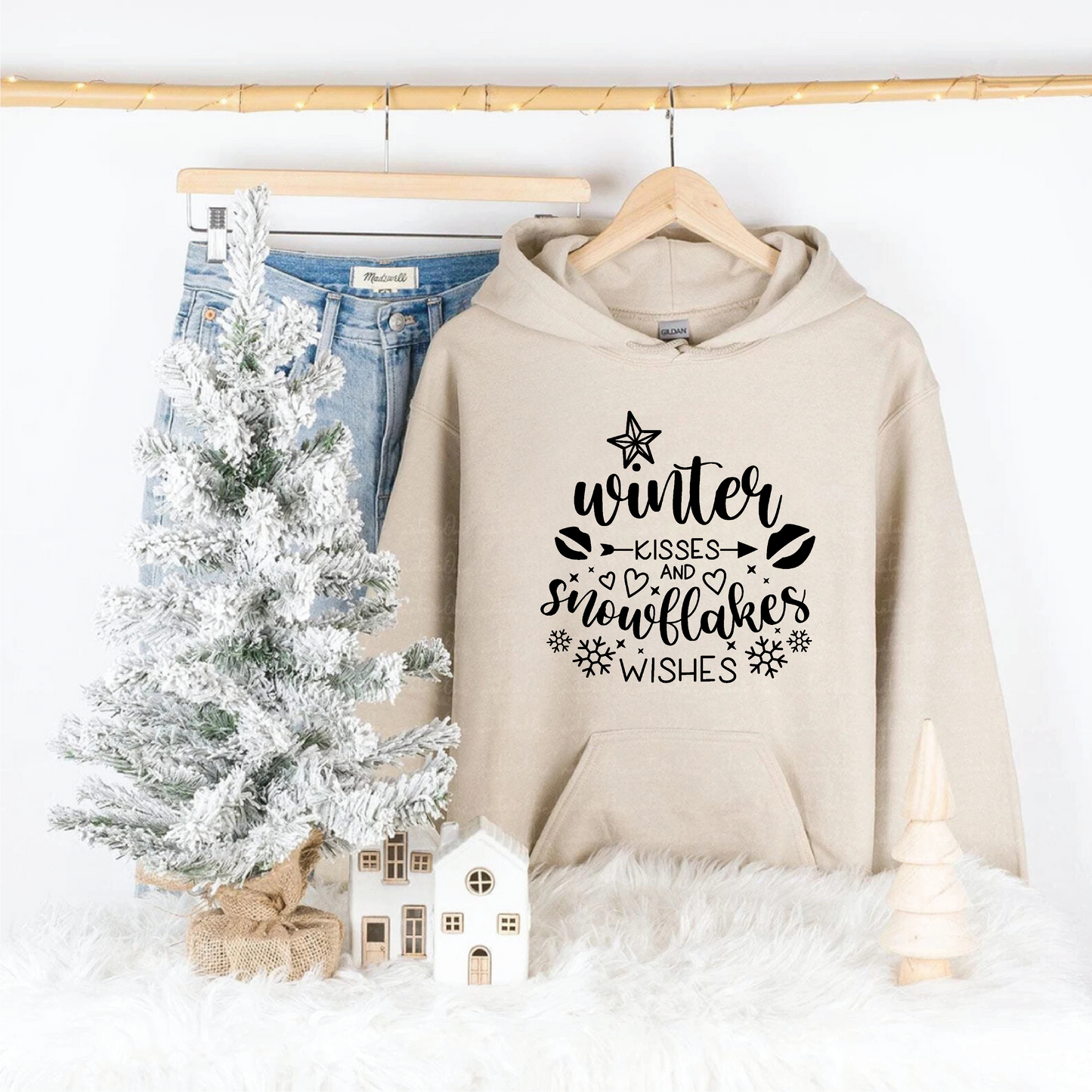 Winter Kisses And Snowflake Wishes Sweatshirts