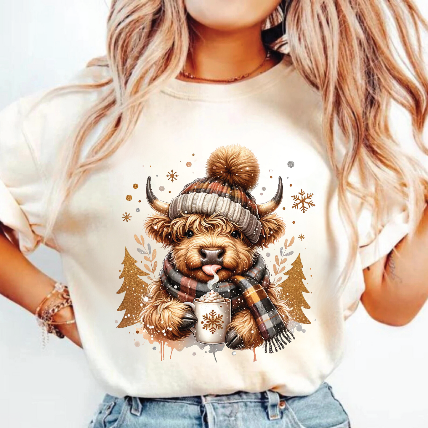 Winter Highland Cow Tees