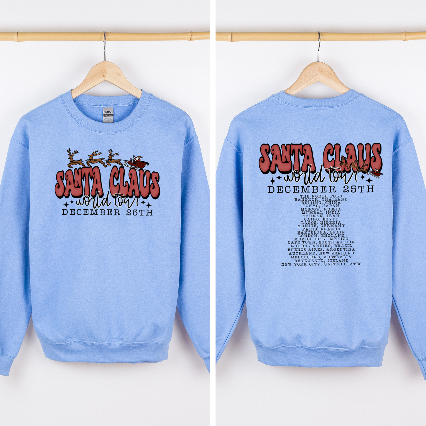 Santa Claus, World Tour, The North Pole, December, Christmas, Retro, Band, Sweatshirt