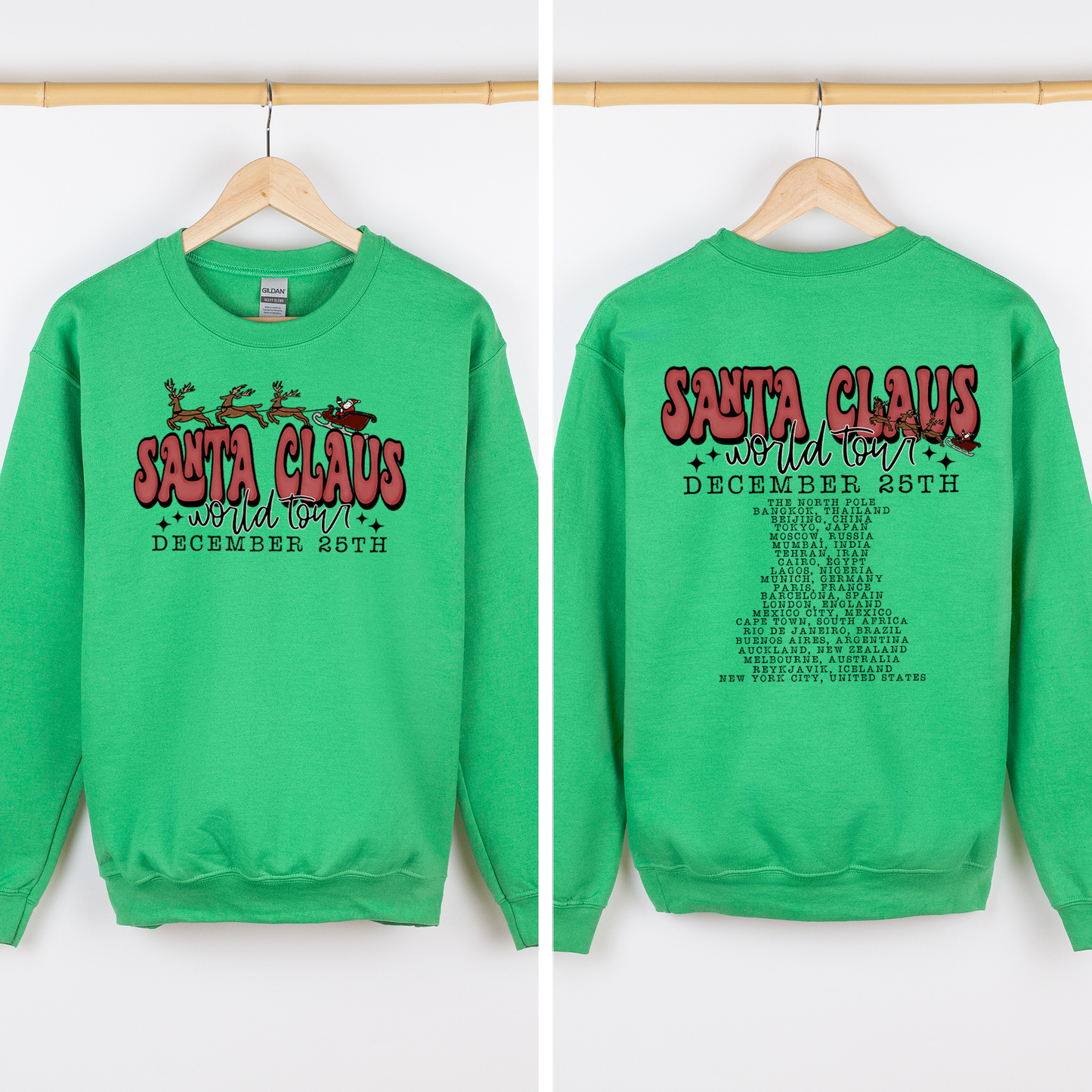 Santa Claus, World Tour, The North Pole, December, Christmas, Retro, Band, Sweatshirt