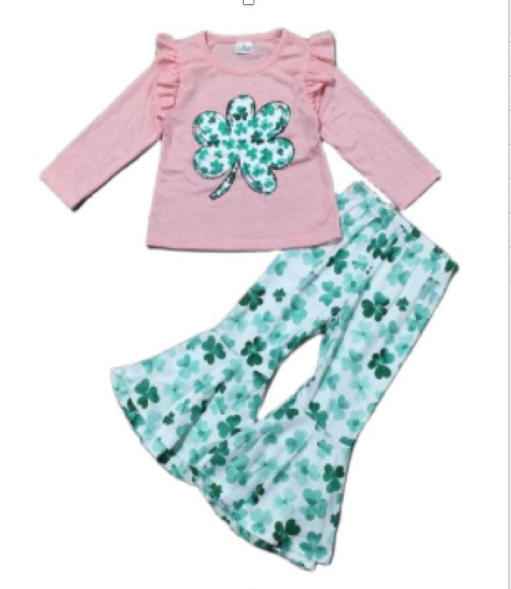AL Limited St Patricks Day Clover Holiday Top Pants Outfit Set size 7