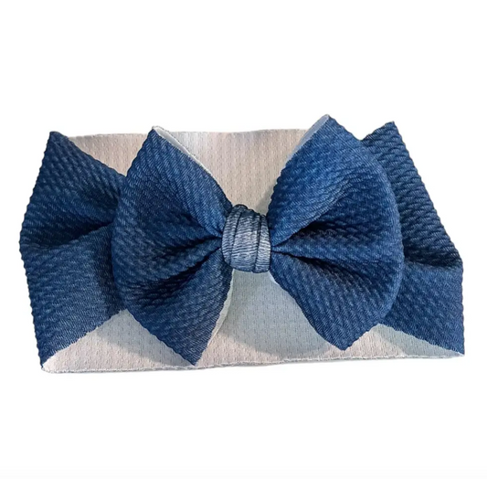 Denim Inspired Headwrap Bow