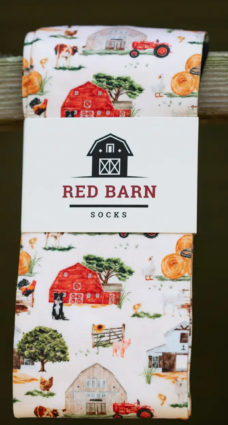 Farm Life Red Barn Boot Socks