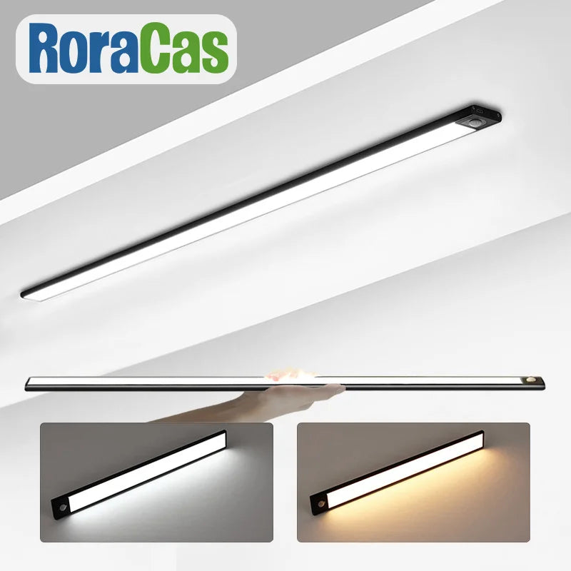 DecorBites™ LED Cabinet Light Bar: Motion Sensor, Aluminium, Long Strip, Magnet, Kitchen Closet Wardrobe
