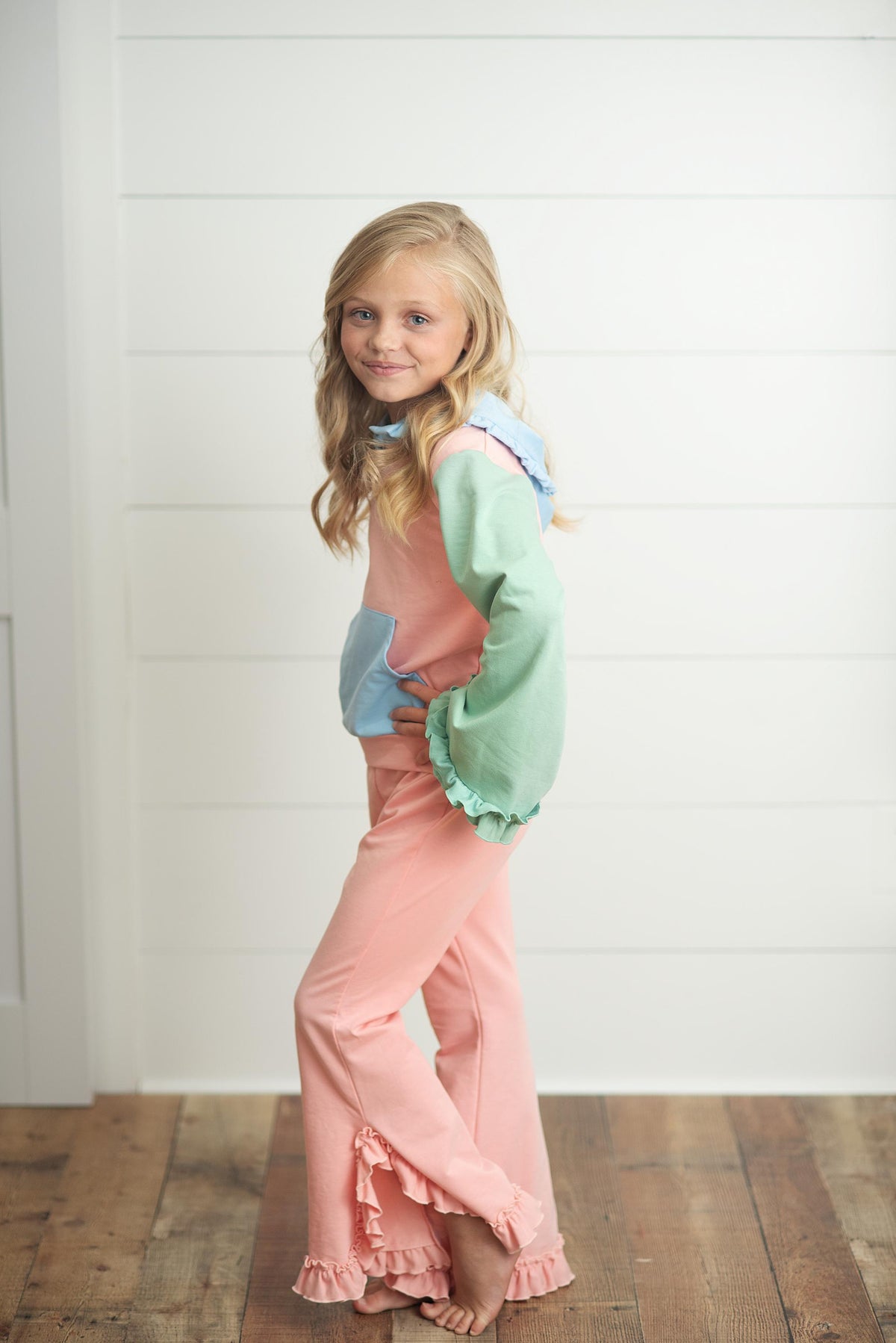 Color Block Hooded Set