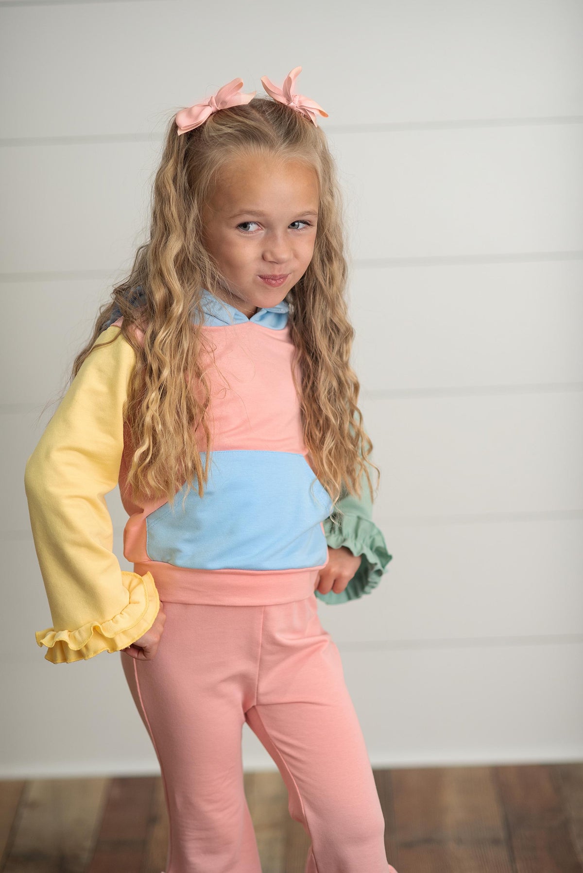 Color Block Hooded Set
