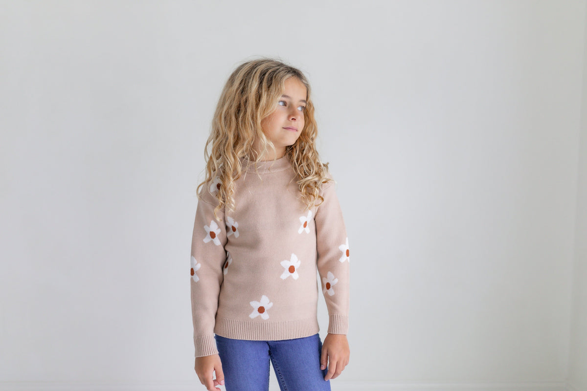 Beige Flower Sweater