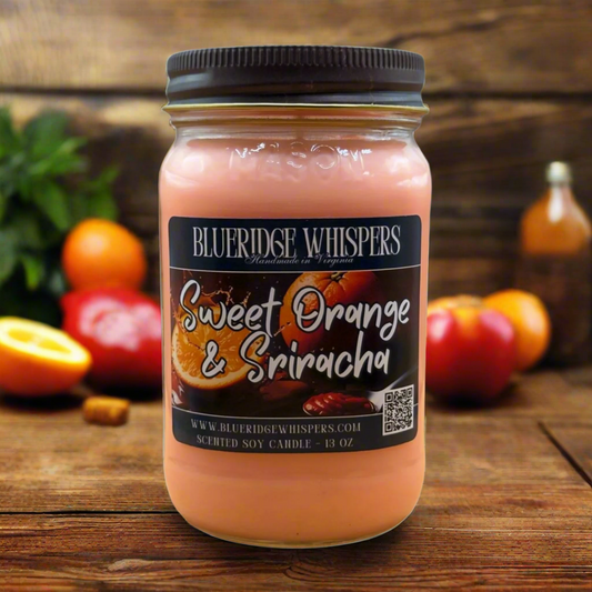 Sweet Orange Sriracha – Spicy Citrus Soy Candle | 16 oz Mason Jar