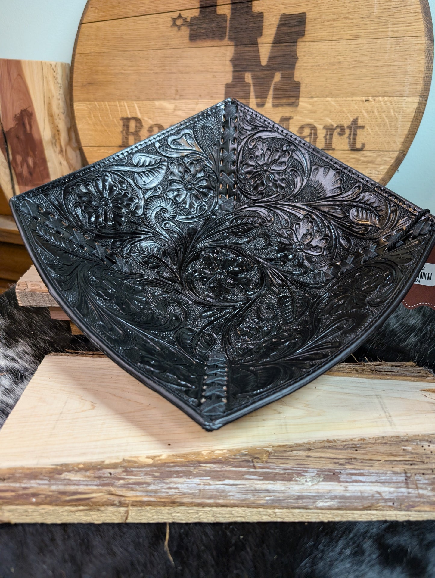 Tooled Leather Decorative Bowl
