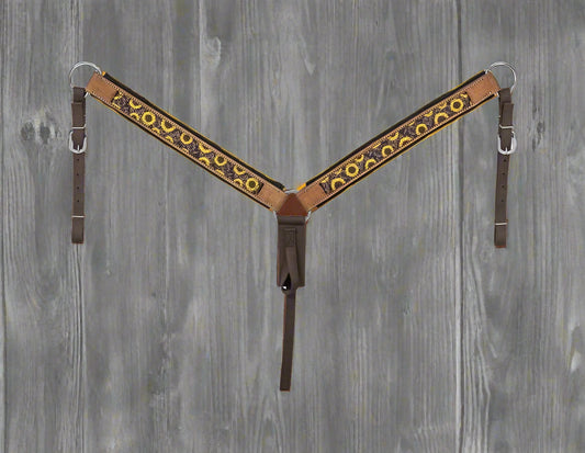 Tough 1 Printed Nylon Breast collar – Sunflower Tooled Design, Full Horse Size