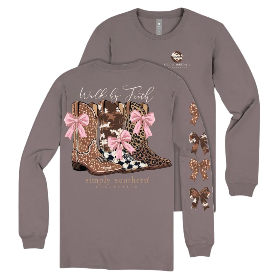 Walk By Faith - Boots & Bows - SS - F26 - Adult Long Sleeve