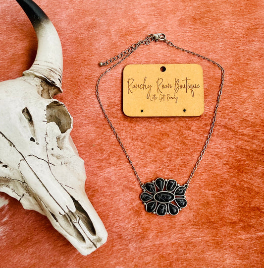 Western Concho Pendant Necklace Cowgirl Statement Jewelry