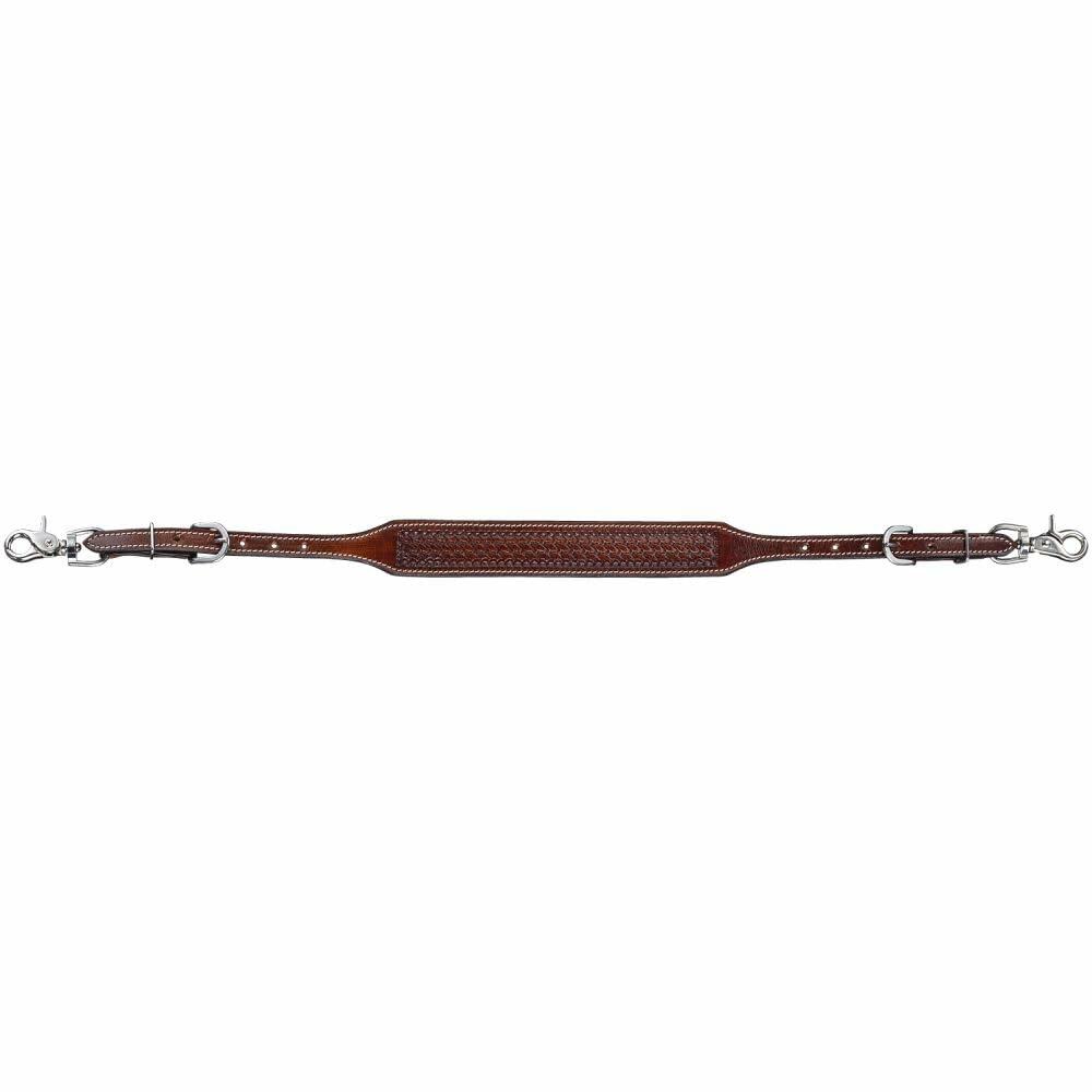 Tough-1 Silver Royal Bodie Wither Strap – Basket Tooled Premium Leather, Medium Oil