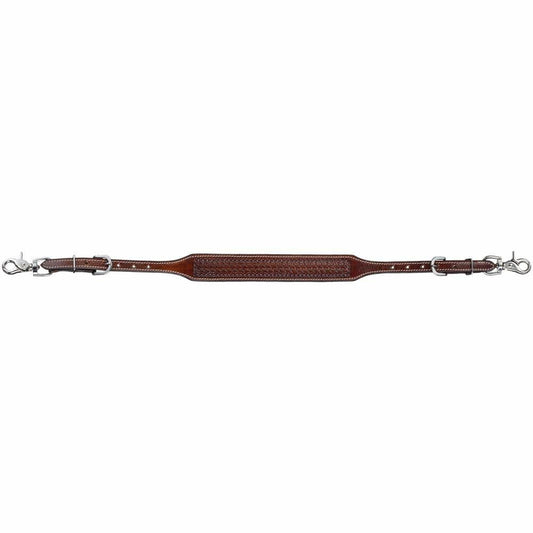 Tough-1 Silver Royal Bodie Wither Strap – Basket Tooled Premium Leather, Medium Oil