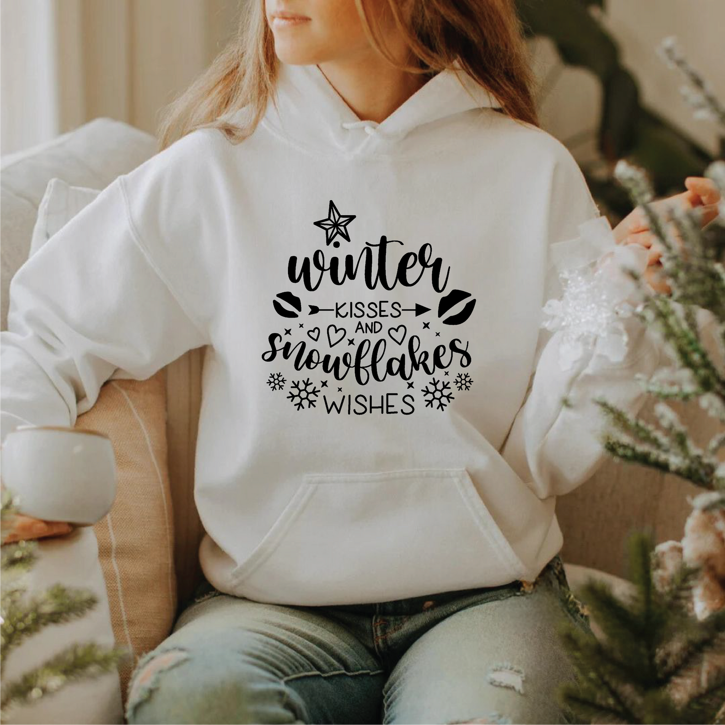 Winter Kisses And Snowflake Wishes Sweatshirts