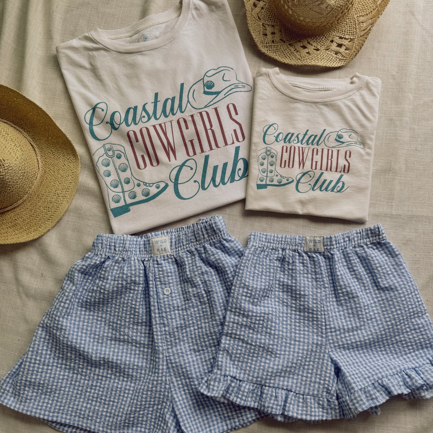 Wild + Rae Blue Gingham Shorts