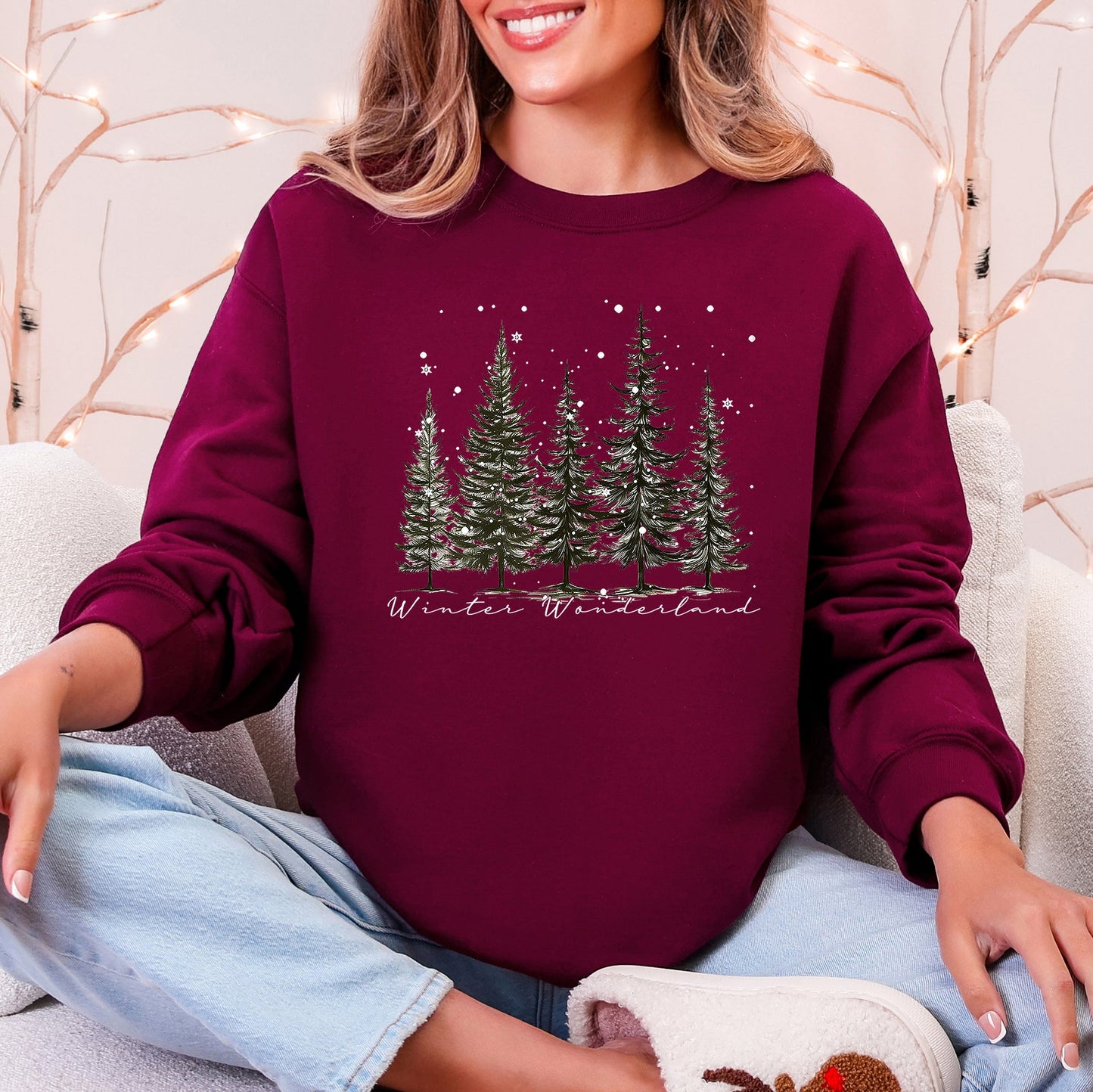 Winter Wonderland, Christmas Trees, Snow Sweatshirt