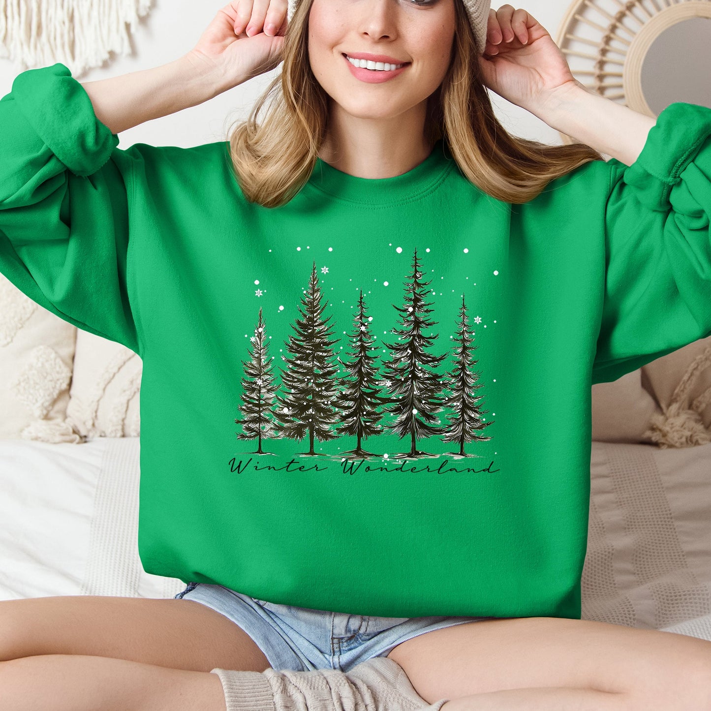 Winter Wonderland, Christmas Trees, Snow Sweatshirt