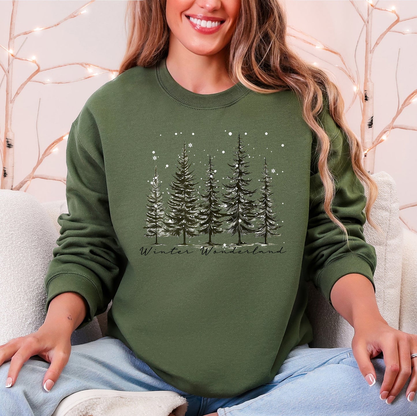 Winter Wonderland, Christmas Trees, Snow Sweatshirt