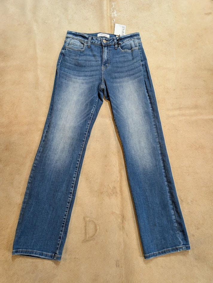 Zenana Straight Up Straight Leg Jeans – Medium Wash Stretch Denim