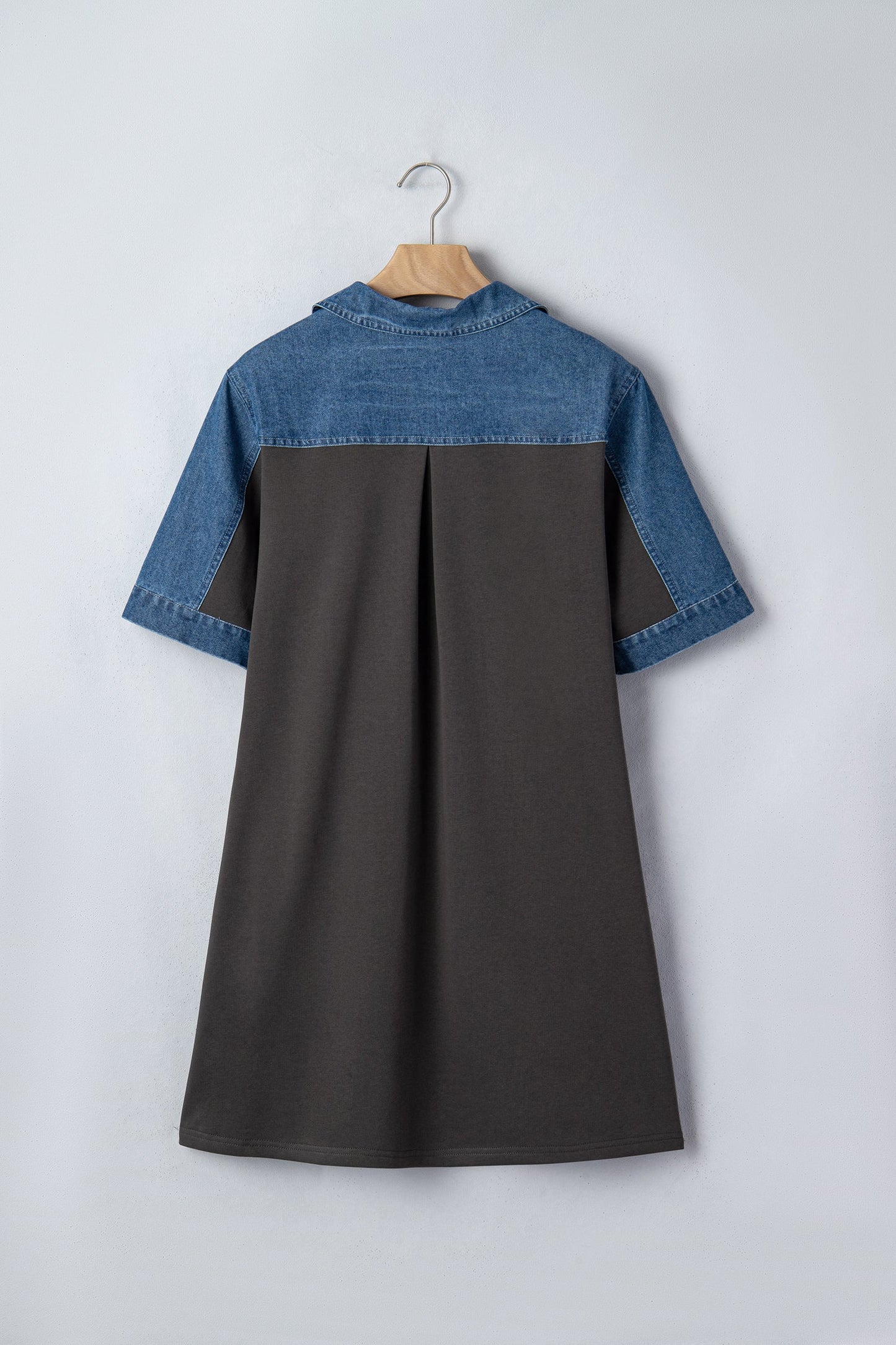 Colorblock Denim Patchwork Polo T-Shirt Dress