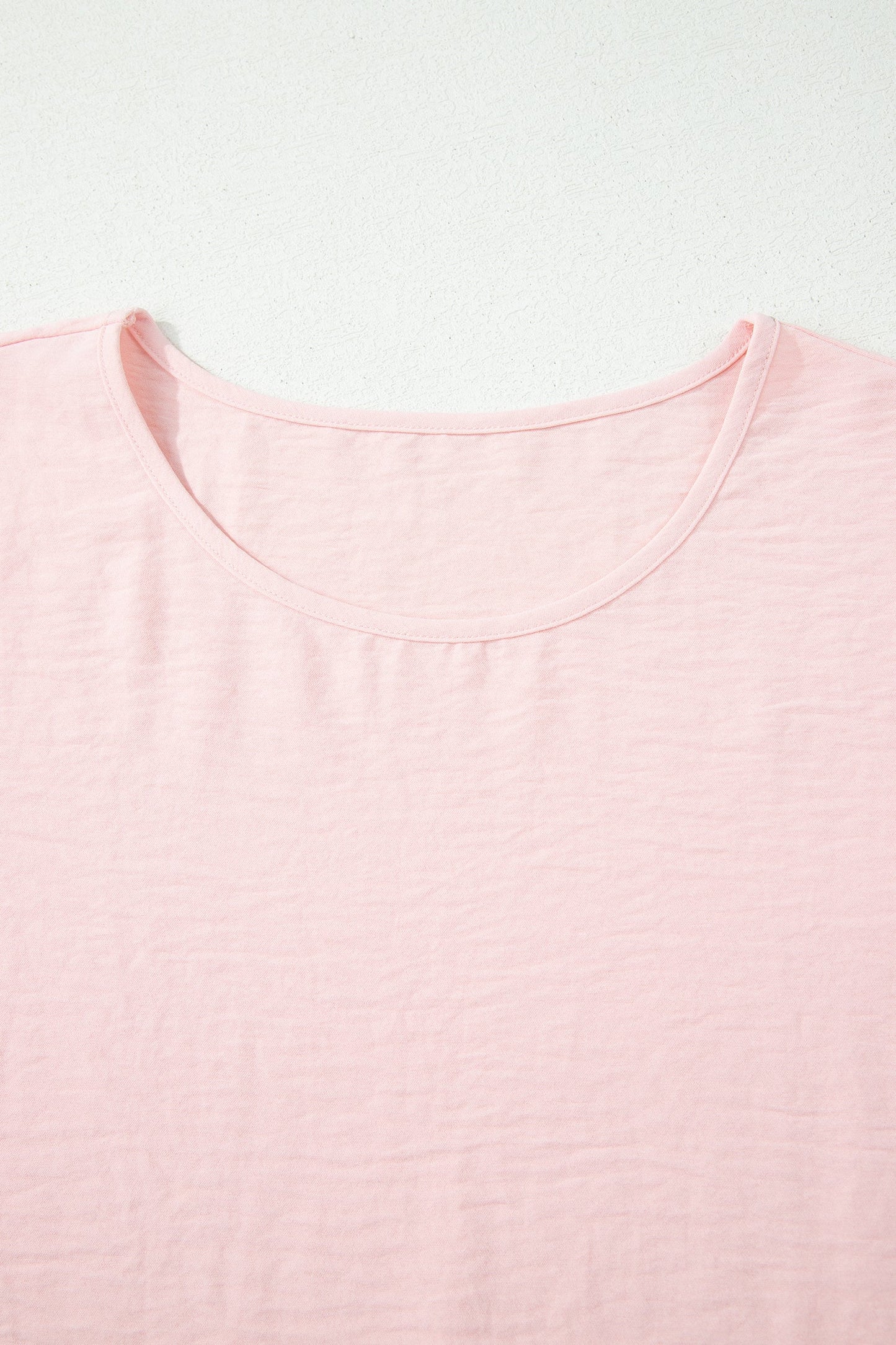 Solid Ruffle Trim Short Sleeve Blouse