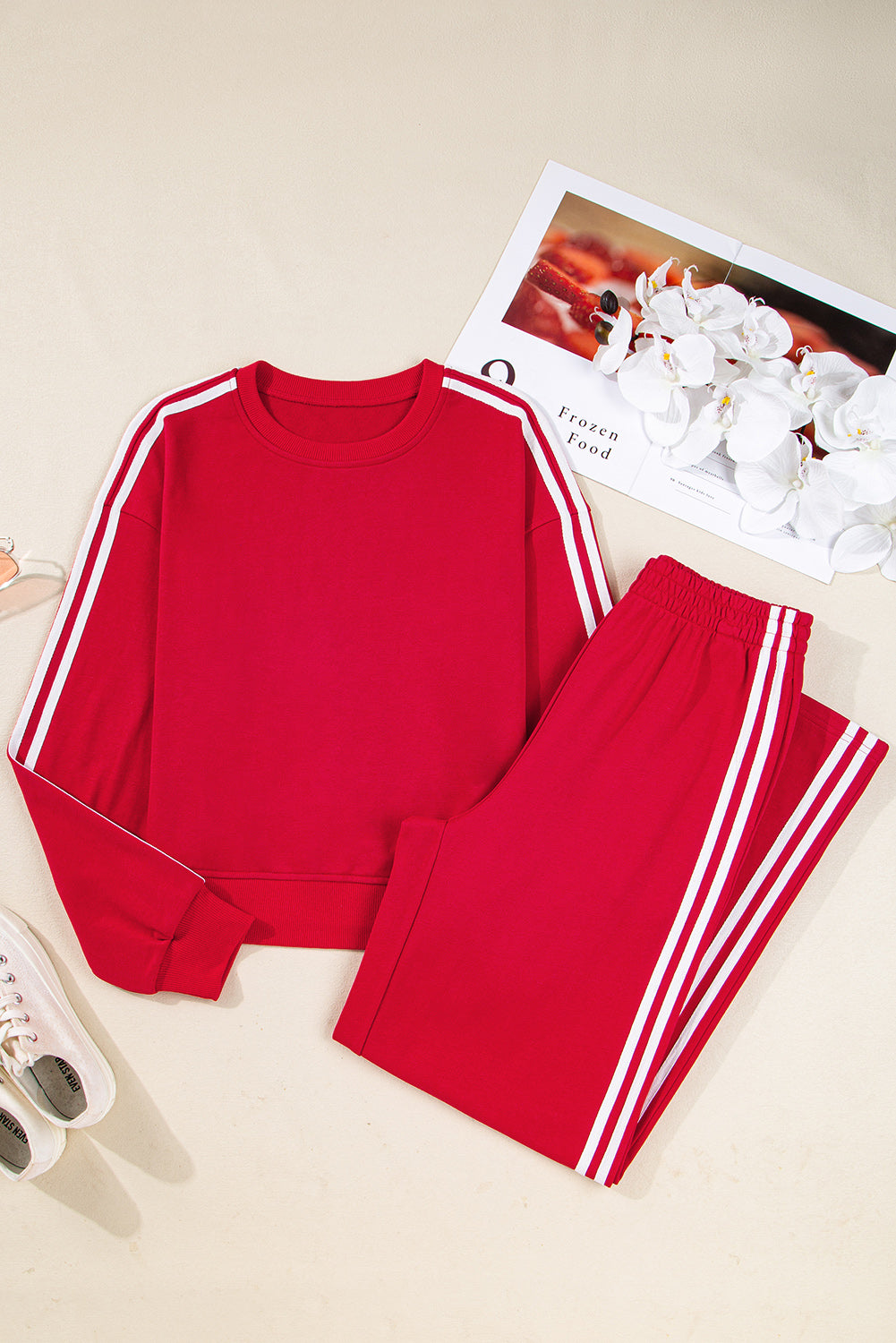 Varsity Stripe Crewneck Pullover & Sweatpants Set