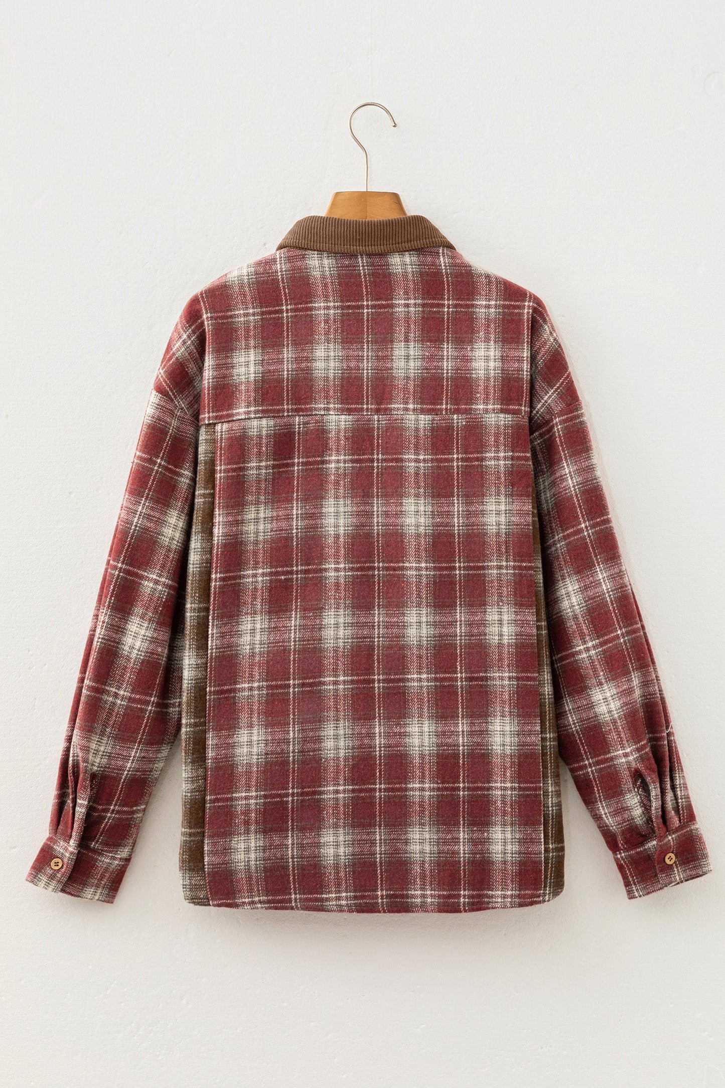 Plaid Contrast Long Sleeve Button Down Shirt