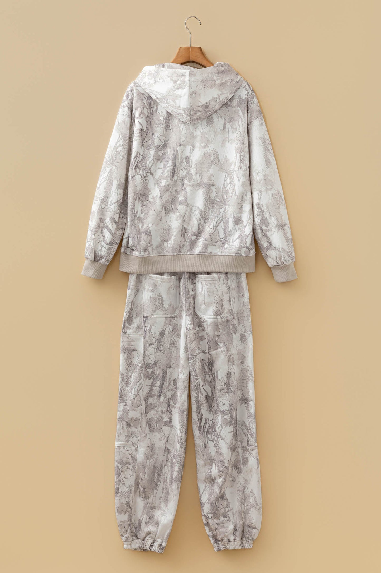Camo Drop Shoulder Hoodie & Sweatpants Set
